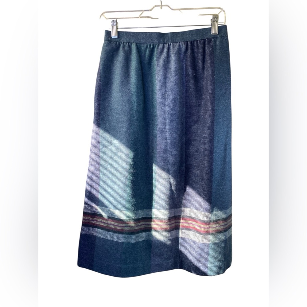 JONATHAN LOGAN WOOLBLEND VTG MIDI STRIPED A-LINE SKIRT